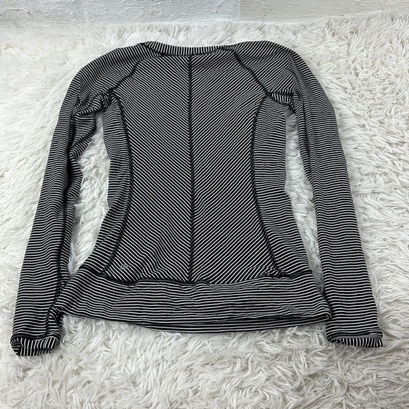 Lululemon Race Your Pace Long Sleeve Hyper Stripe Heathered Angel White Black - Picture 6 of 8